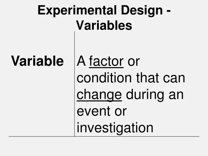 experimental design variables