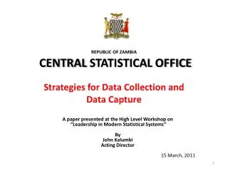 REPUBLIC OF ZAMBIA CENTRAL STATISTICAL OFFICE