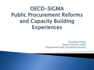 OECD-SIGMA Public Procurement Reforms and Capacity Building Experiences