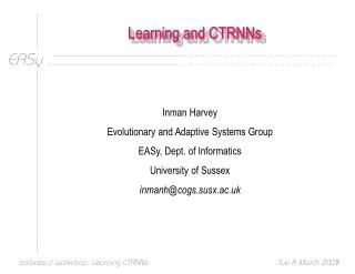 Learning and CTRNNs