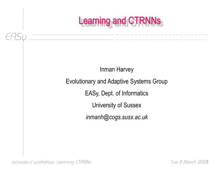 learning and ctrnns