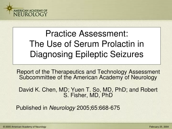 practice assessment the use of serum prolactin in diagnosing epileptic seizures