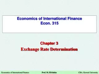 Economics of International Finance Econ. 315
