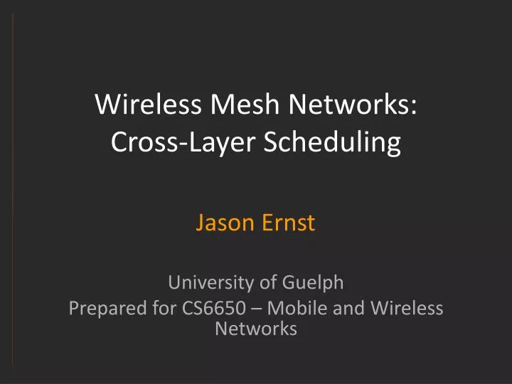 wireless mesh networks cross layer scheduling
