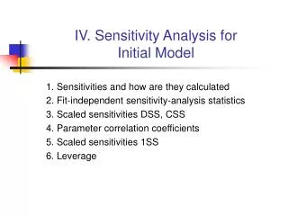 IV. Sensitivity Analysis for Initial Model