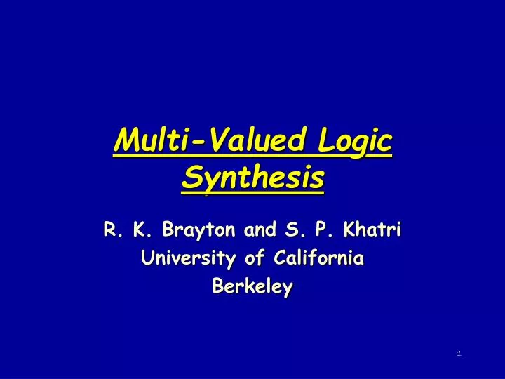 multi valued logic synthesis