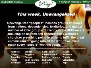 This week, Unevangelized