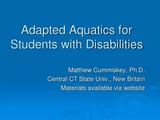 Adapted Aquatics for Students with Disabilities