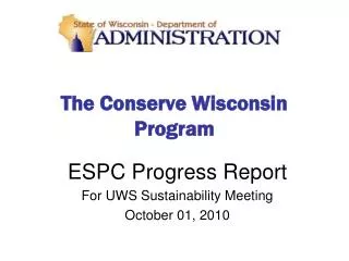 The Conserve Wisconsin Program