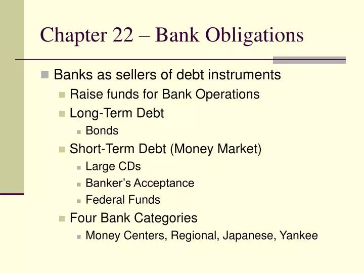 chapter 22 bank obligations