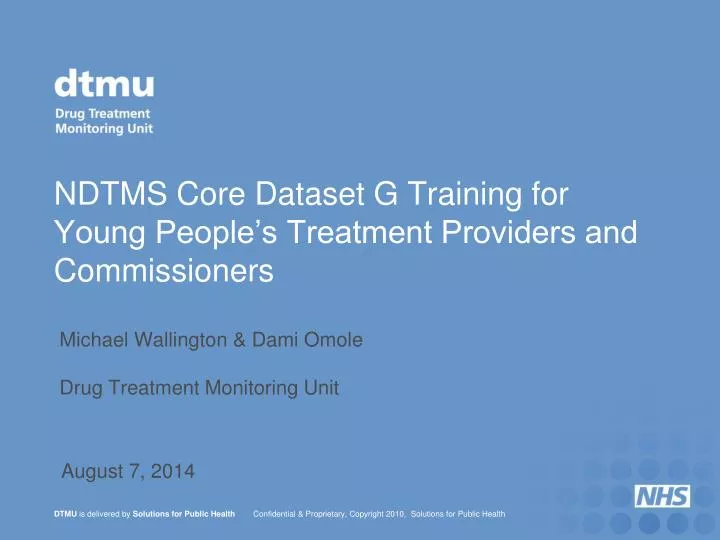 ndtms core dataset g training for young people s treatment providers and commissioners