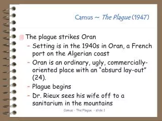 Camus ~ The Plague (1947)