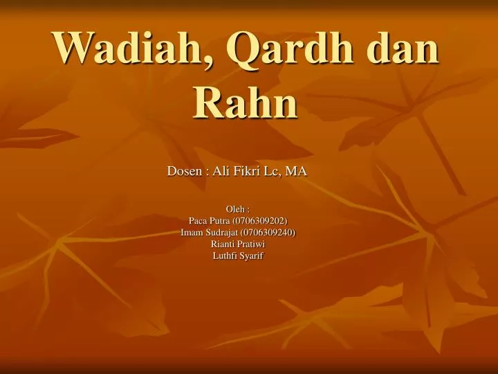 wadiah qardh dan rahn