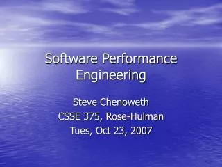 Software Performance Engineering