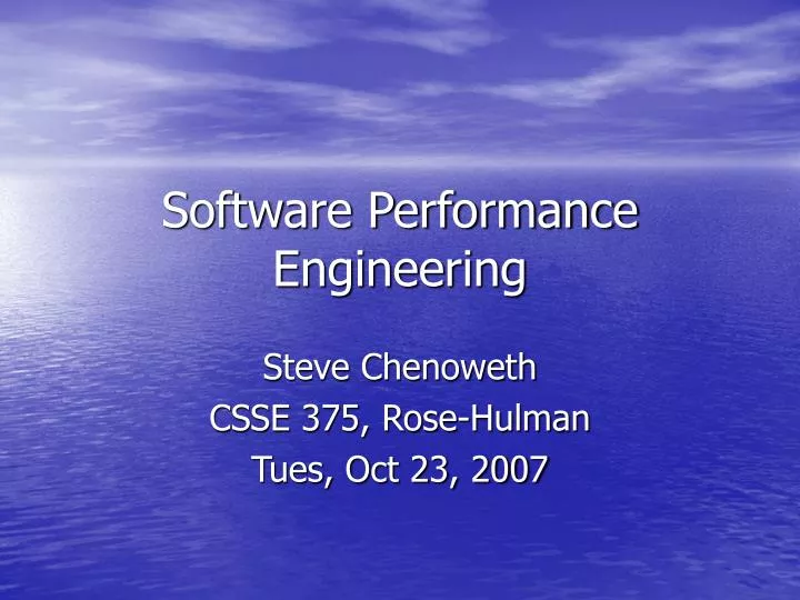 software performance engineering