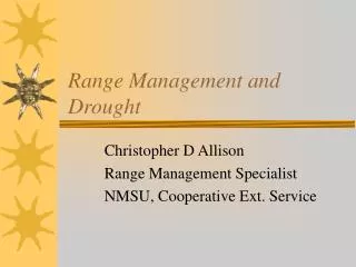 Range Management and Drought