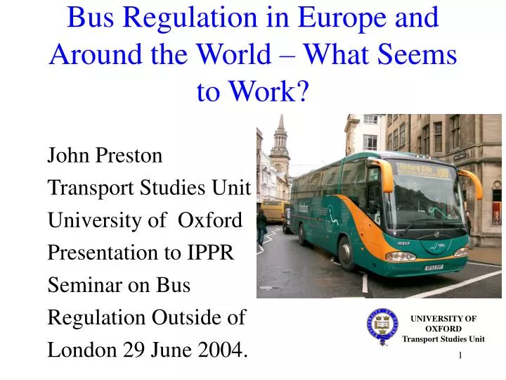 bus regulation in europe and around the world what seems to work