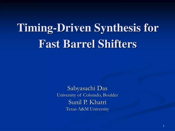 timing driven synthesis for fast barrel shifters