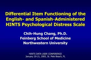 Chih-Hung Chang, Ph.D. Feinberg School of Medicine Northwestern University