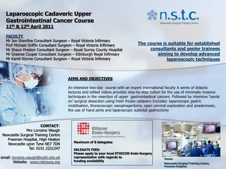 laparoscopic cadaveric upper gastrointestinal cancer course 11 th 12 th april 2011