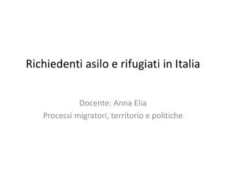 richiedenti asilo e rifugiati in italia
