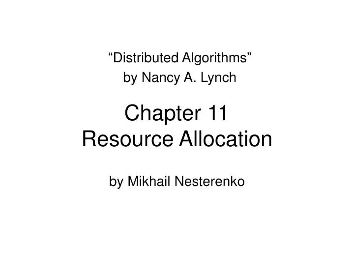 chapter 11 resource allocation