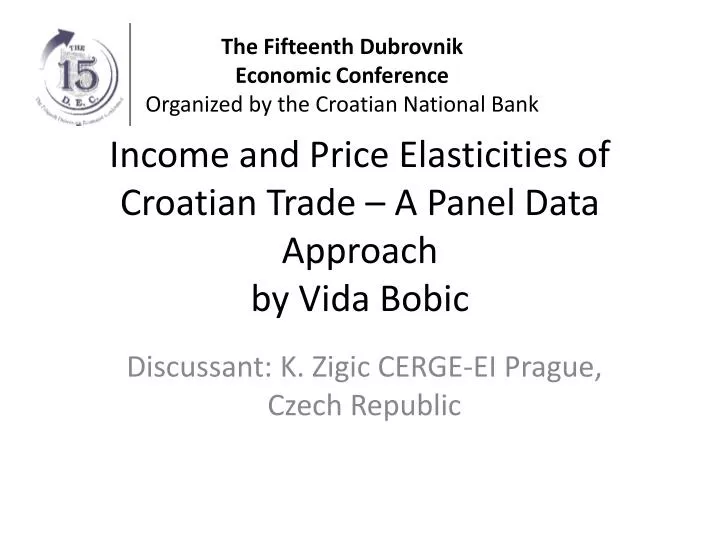 income and price elasticities of croatian trade a panel data approach by vida bobic