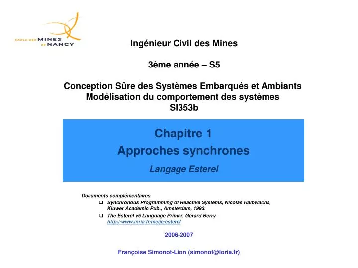 chapitre 1 approches synchrones langage esterel