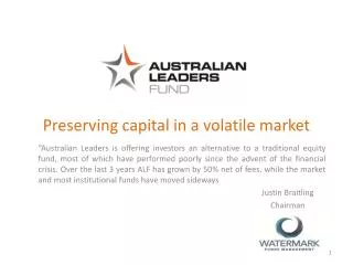 Preserving capital in a volatile market