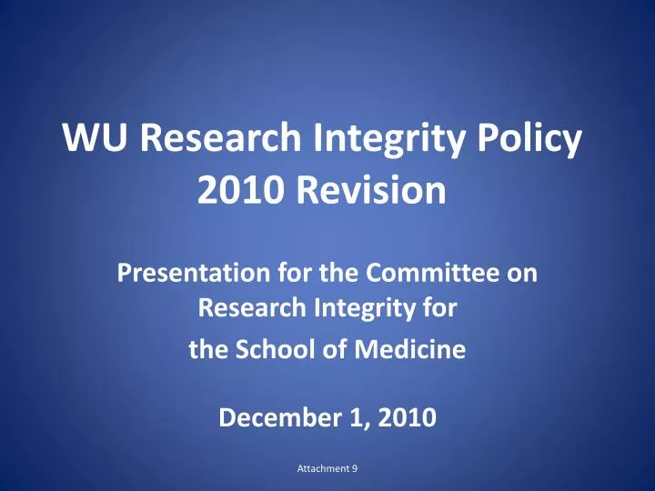 wu research integrity policy 2010 revision