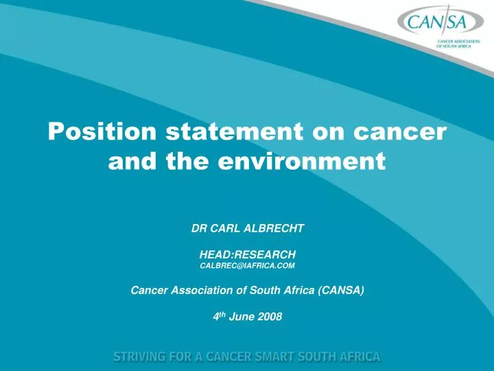 position statement on cancer and the environment