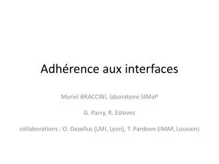 adh rence aux interfaces