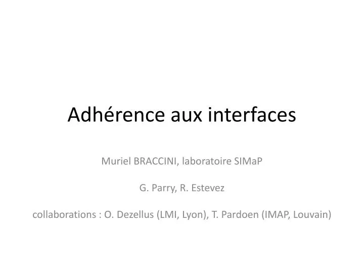 adh rence aux interfaces