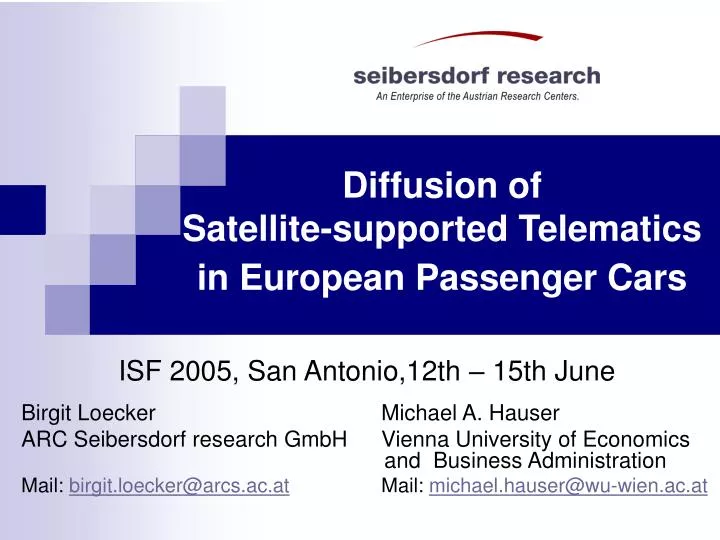 diffusion of satellite supported telematics in european passenger cars