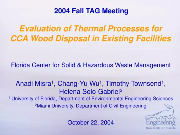 evaluation of thermal processes for cca wood disposal in existing facilities