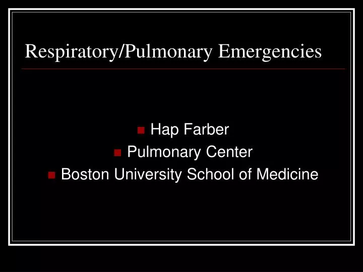 respiratory pulmonary emergencies