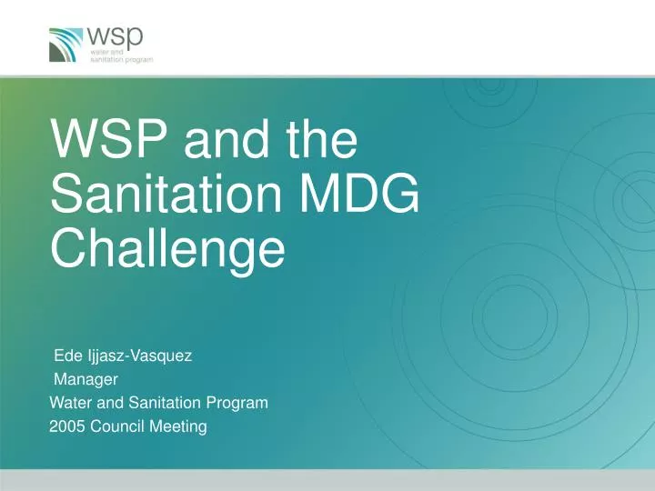 wsp and the sanitation mdg challenge