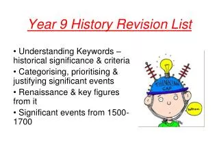 Year 9 History Revision List