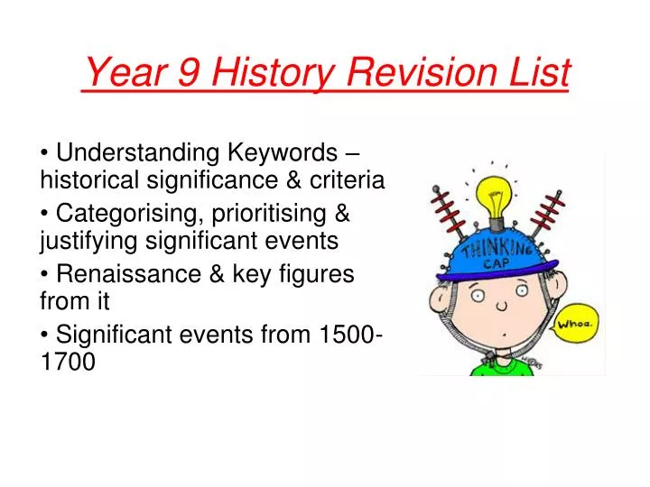 year 9 history revision list