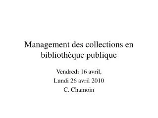 management des collections en biblioth que publique