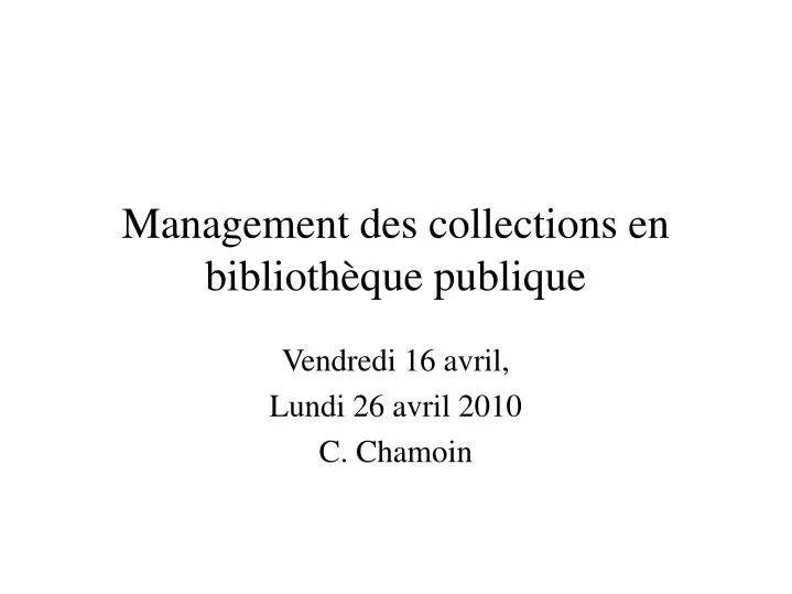 management des collections en biblioth que publique