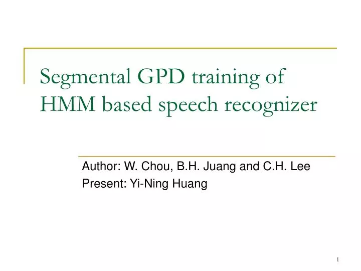 segmental gpd training of hmm based speech recognizer