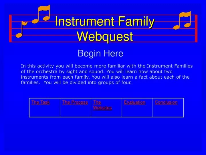 instrument family webquest