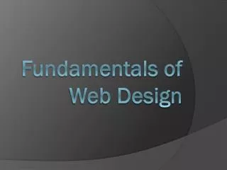Fundamentals of Web Design