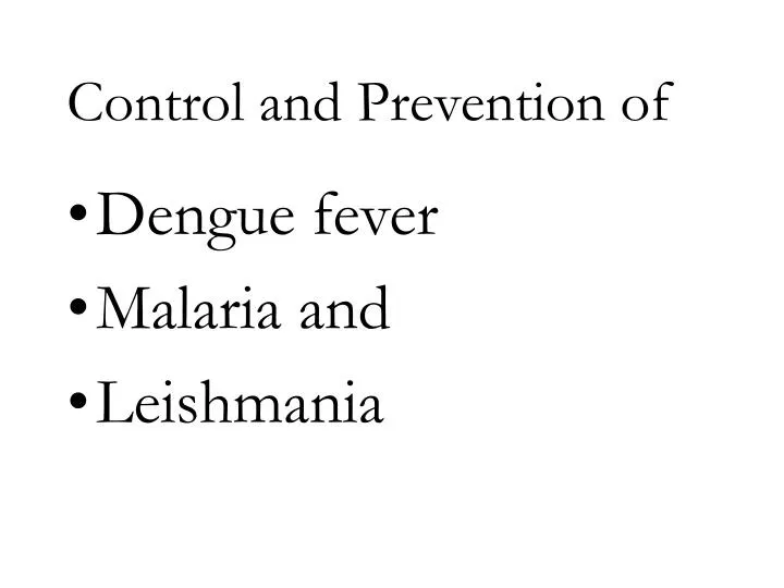 control and prevention of