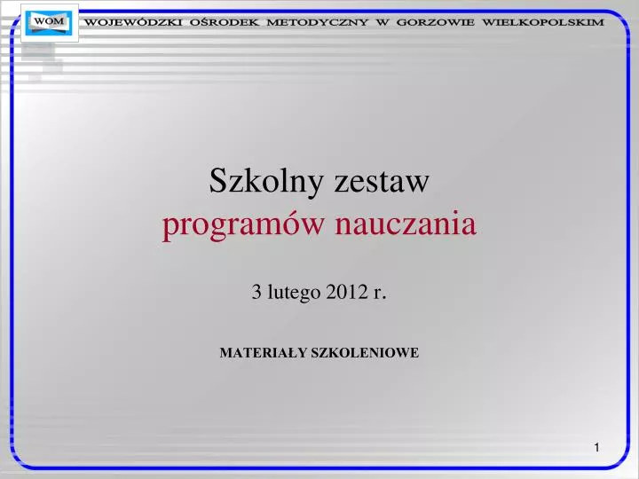 szkolny zestaw program w nauczania