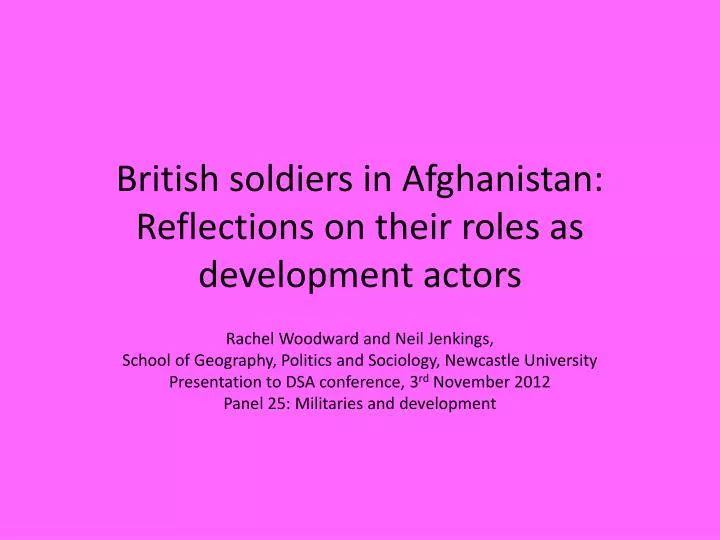 british soldiers in afghanistan reflections on their roles as development actors