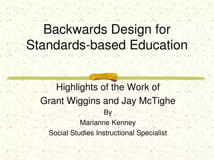 backwards design for standards based education
