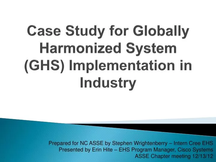 case study for globally harmonized system ghs implementation in industry