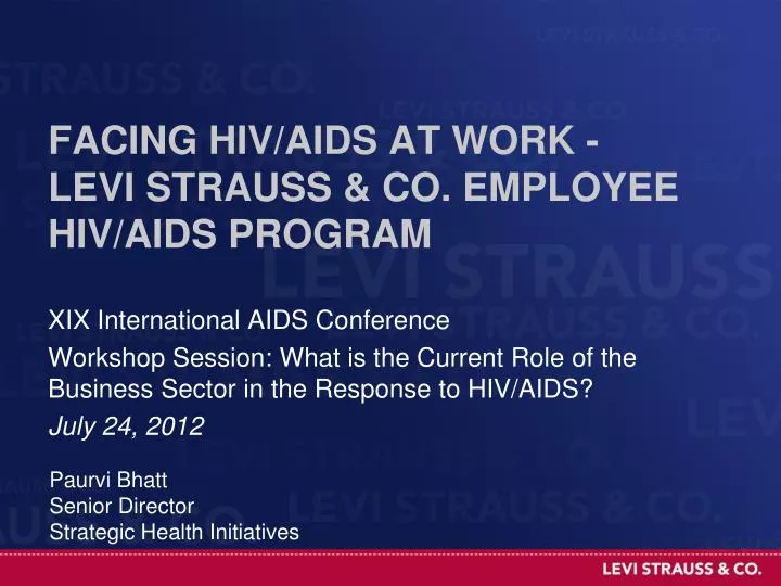 facing hiv aids at work levi strauss co employee hiv aids program